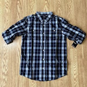 Urban Pipeline Plaid Button Up Black Gray Large